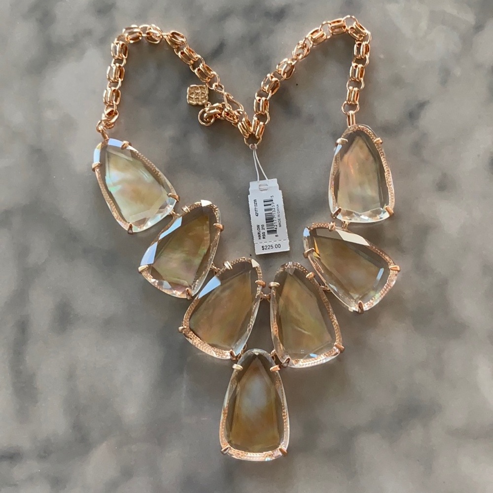 🚫Kendra Scott Harlow Necklace RoseGold/Brown MOP - Picture 1 of 9